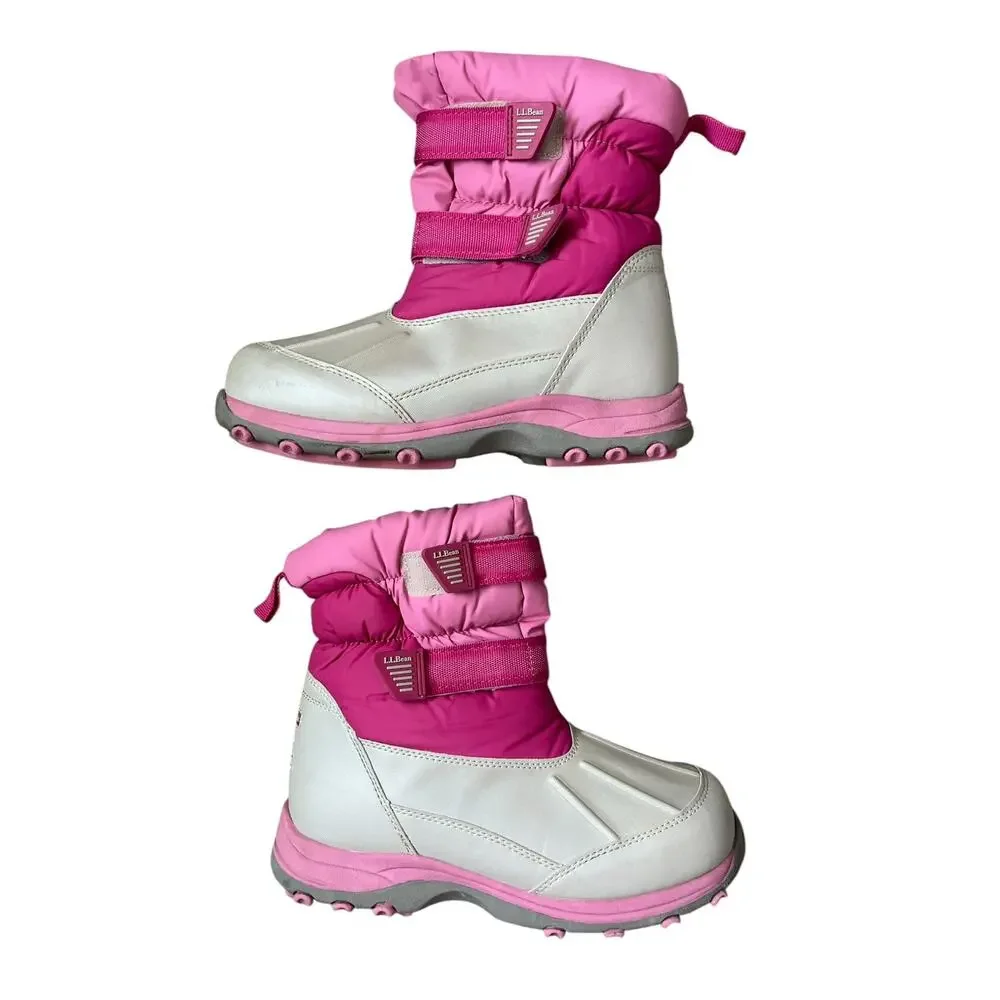 L.L. Bean Boots Treaded Waterproof Lined Winter Snow Ski Rain Pink Girls Size 4